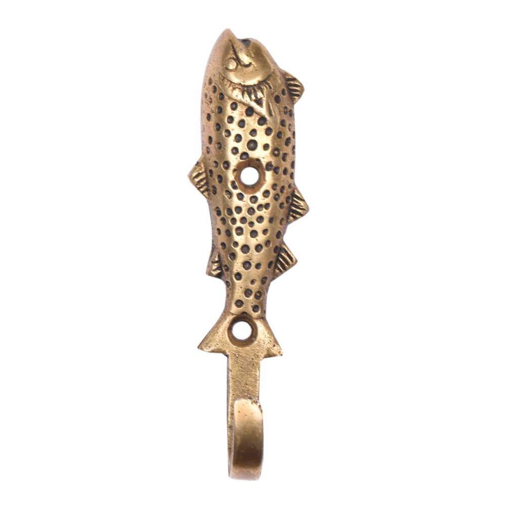 Brass Fish Wall Hook - golden