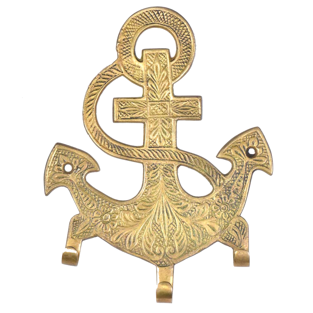 Brass Anchor Wall Hook - golden