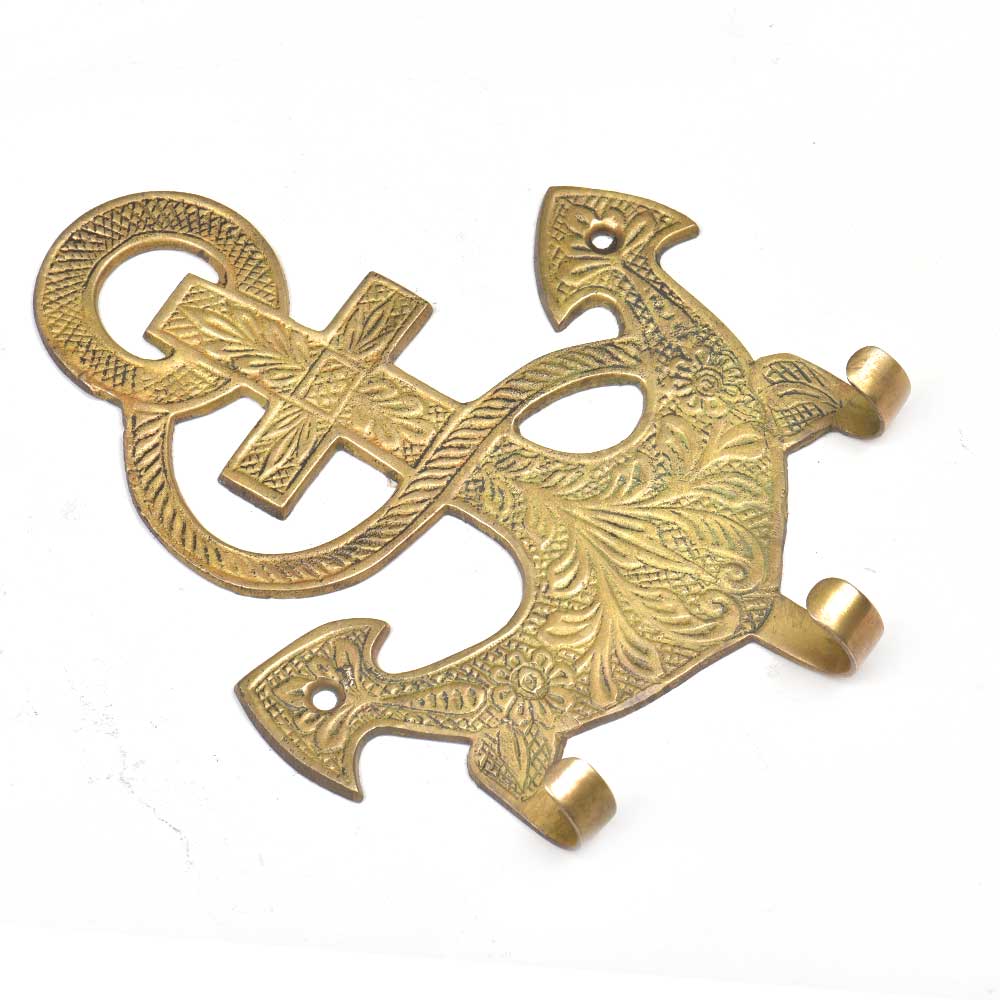 Brass Anchor Wall Hook - golden