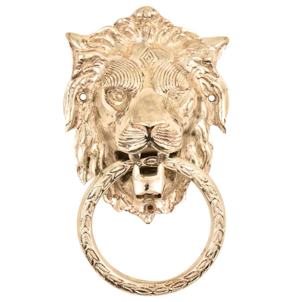 X-Large Brass Lion Door Knocker - Silver finish