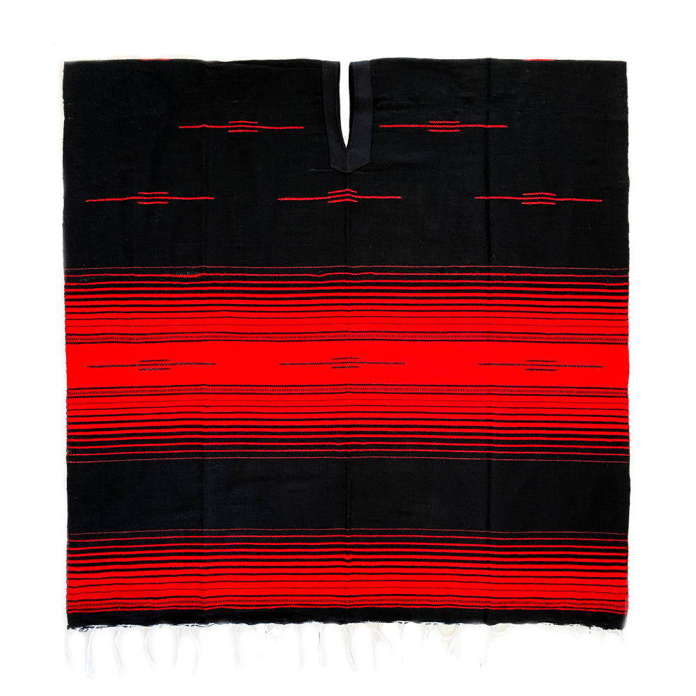 Poncho - Serape - Black & Red