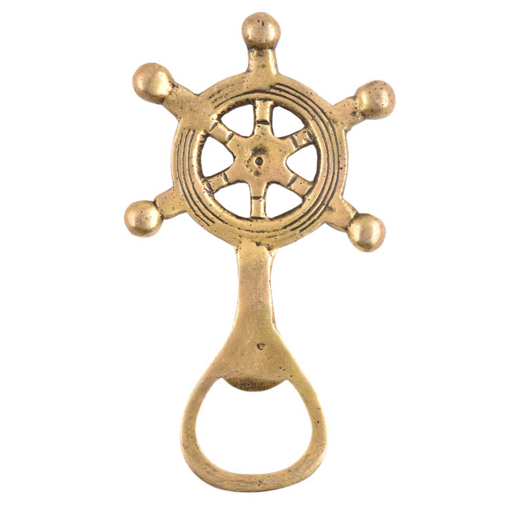 Brass Ship Wheel Bottle Opener