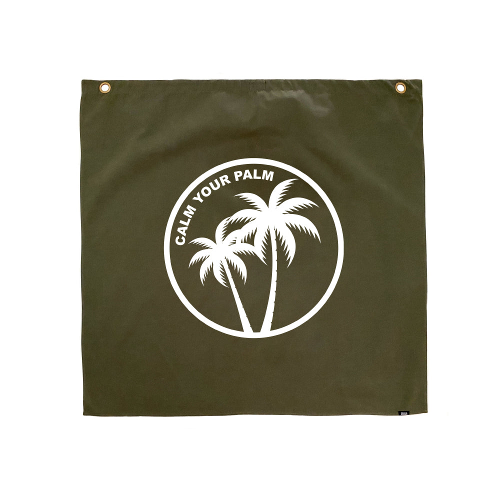 Calm Your Palm Canvas Flag - Khaki